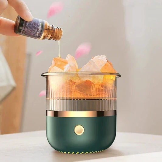 Brehn | Himalaya Salzkrystalllampe & Ätherischer Öl Diffusor, USB Ultraschall Luftbefeuchter für Zuhause & Büro