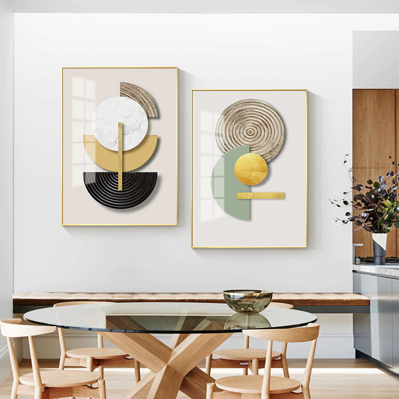 Minimalistische geometrische Kreise abstrakte Wandkunst feine Kunst Leinwanddrucke moderne Bilder für luxuriöses Wohnzimmer Esszimmer Hotel Home Office Kunstdekoration | Brehn