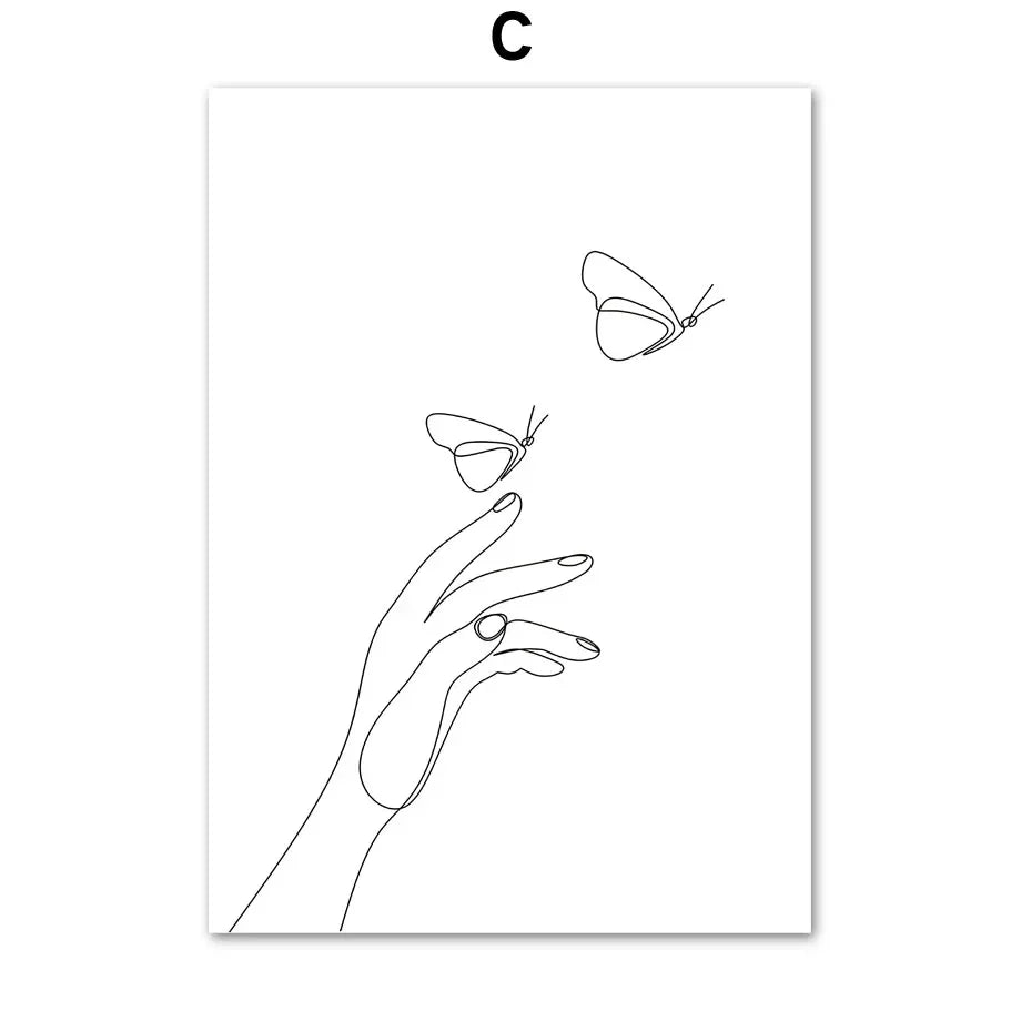 Minimalistische abstrakte Schwarz-Weiß Schönheit Figuren Kunst Linienkunst Fine Art Leinwanddrucke Bilder für Wohnzimmer Schlafzimmer Salon Kunst Dekor