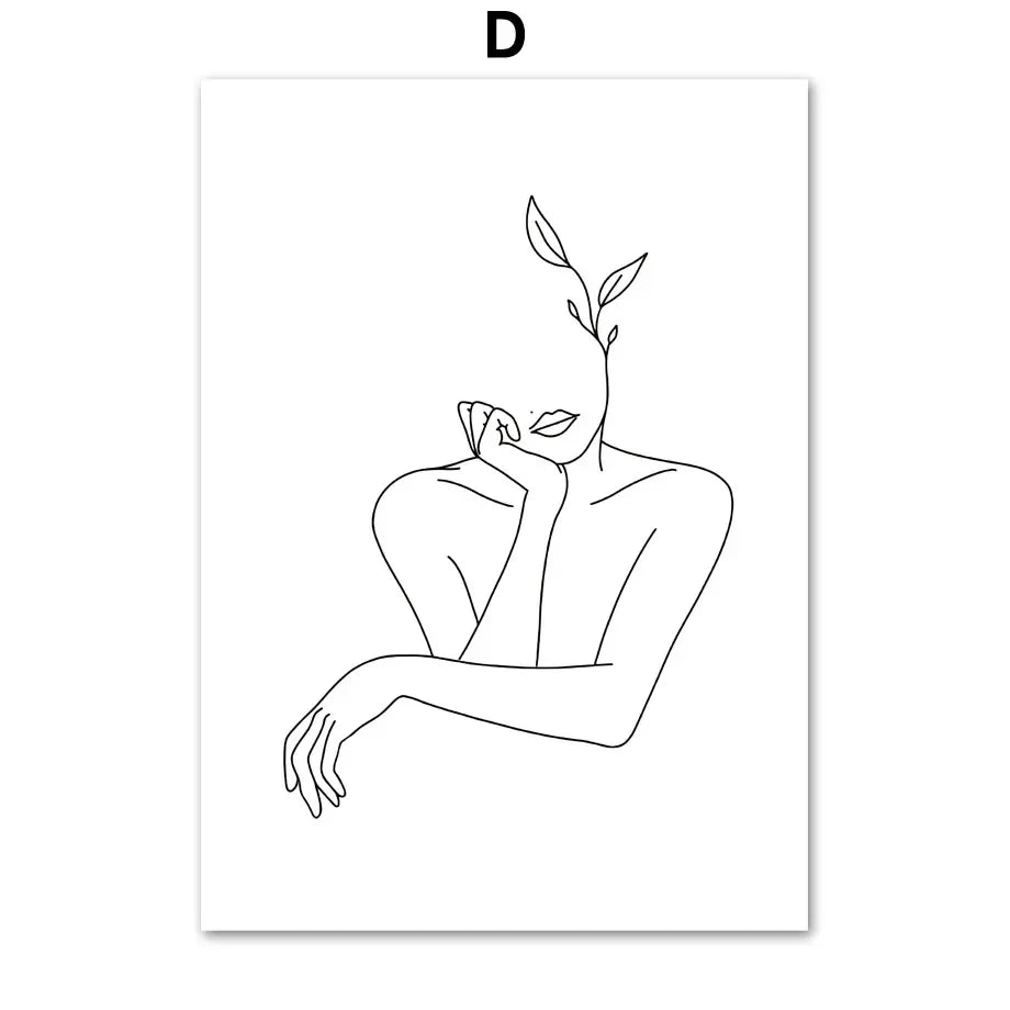Minimalistische abstrakte Schwarz-Weiß-Schönheitsfigur Kunst Linienkunst Fine Art Leinwanddrucke Bilder für Wohnzimmer Schlafzimmer Salon Kunst Dekor | Brehn