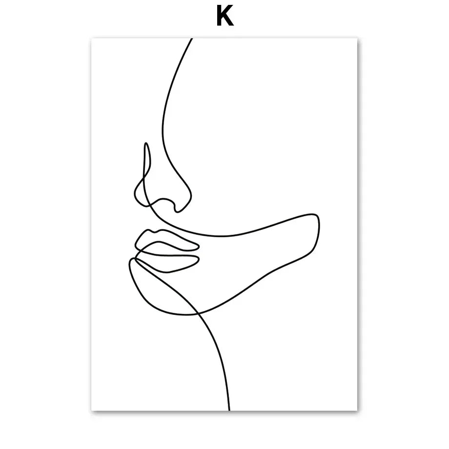 Minimalistische abstrakte Schwarz-Weiß-Schönheitsfigur Kunst Linienkunst Fine Art Leinwanddrucke Bilder für Wohnzimmer Schlafzimmer Salon Kunst Dekor | Brehn