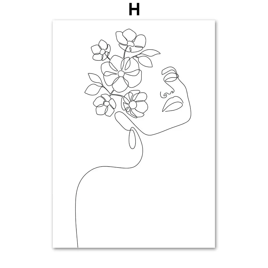 Minimalistische abstrakte Schwarz-Weiß-Schönheitsfigur Kunst Linienkunst Fine Art Leinwanddrucke Bilder für Wohnzimmer Schlafzimmer Salon Kunst Dekor | Brehn