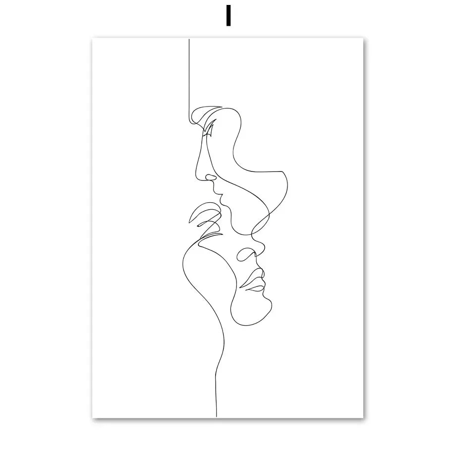 Minimalistische abstrakte Schwarz-Weiß-Schönheitsfigur Kunst Linienkunst Fine Art Leinwanddrucke Bilder für Wohnzimmer Schlafzimmer Salon Kunst Dekor | Brehn