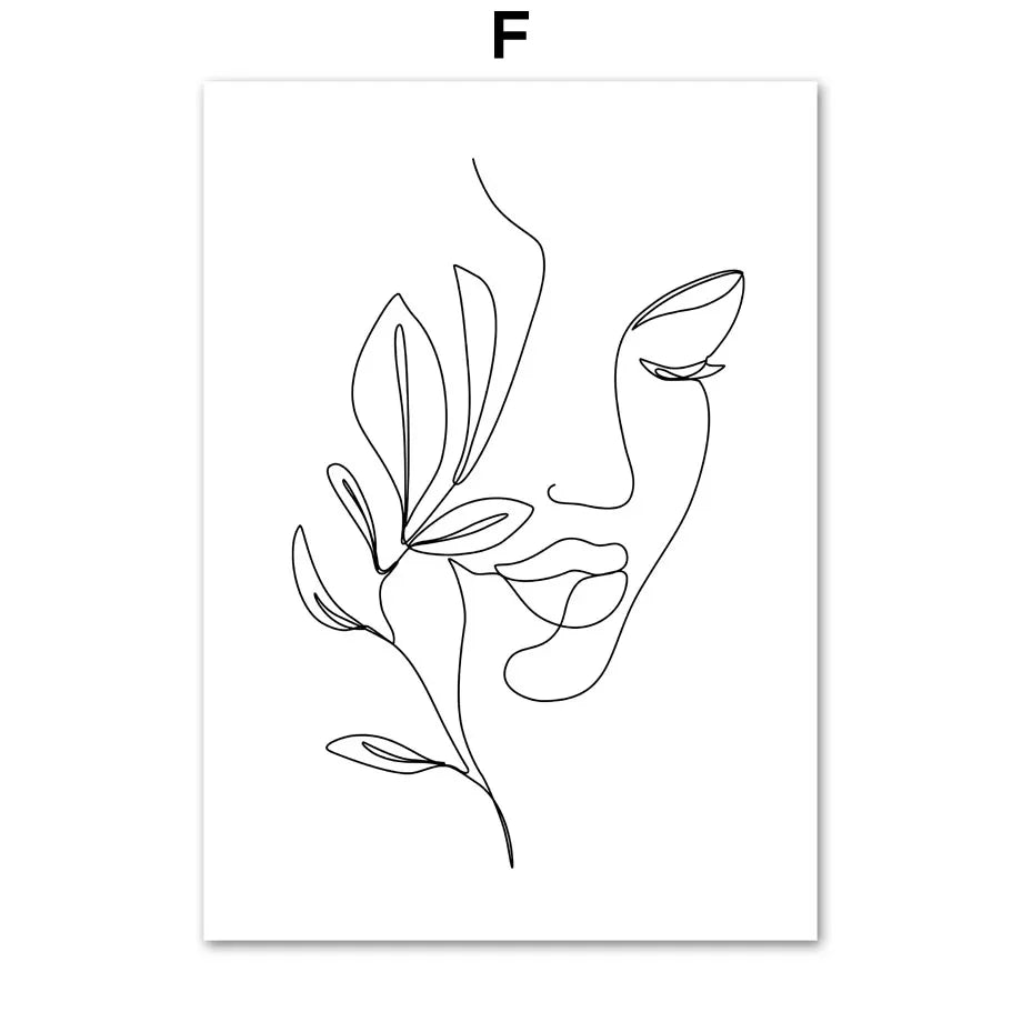 Minimalistische abstrakte Schwarz-Weiß Schönheit Figuren Kunst Linienkunst Fine Art Leinwanddrucke Bilder für Wohnzimmer Schlafzimmer Salon Kunst Dekor