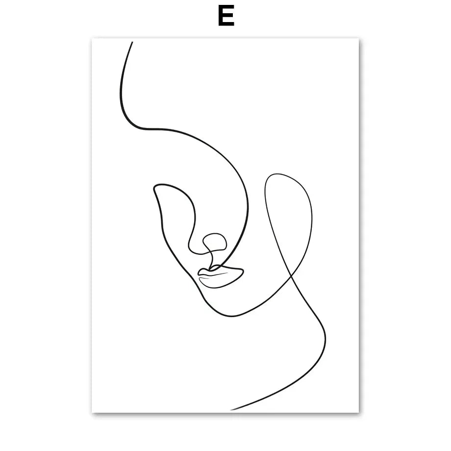 Minimalistische abstrakte Schwarz-Weiß-Schönheitsfigur Kunst Linienkunst Fine Art Leinwanddrucke Bilder für Wohnzimmer Schlafzimmer Salon Kunst Dekor | Brehn
