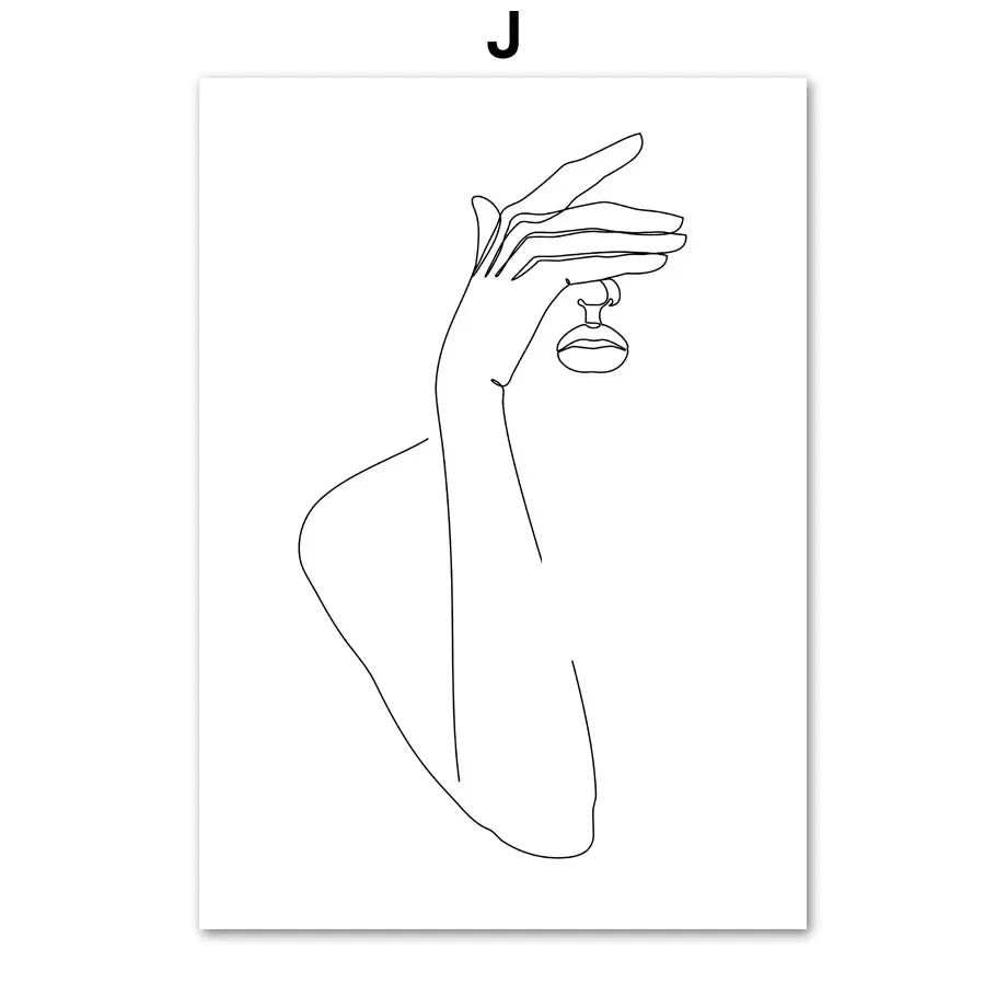 Minimalistische abstrakte Schwarz-Weiß-Schönheitsfigur Kunst Linienkunst Fine Art Leinwanddrucke Bilder für Wohnzimmer Schlafzimmer Salon Kunst Dekor | Brehn