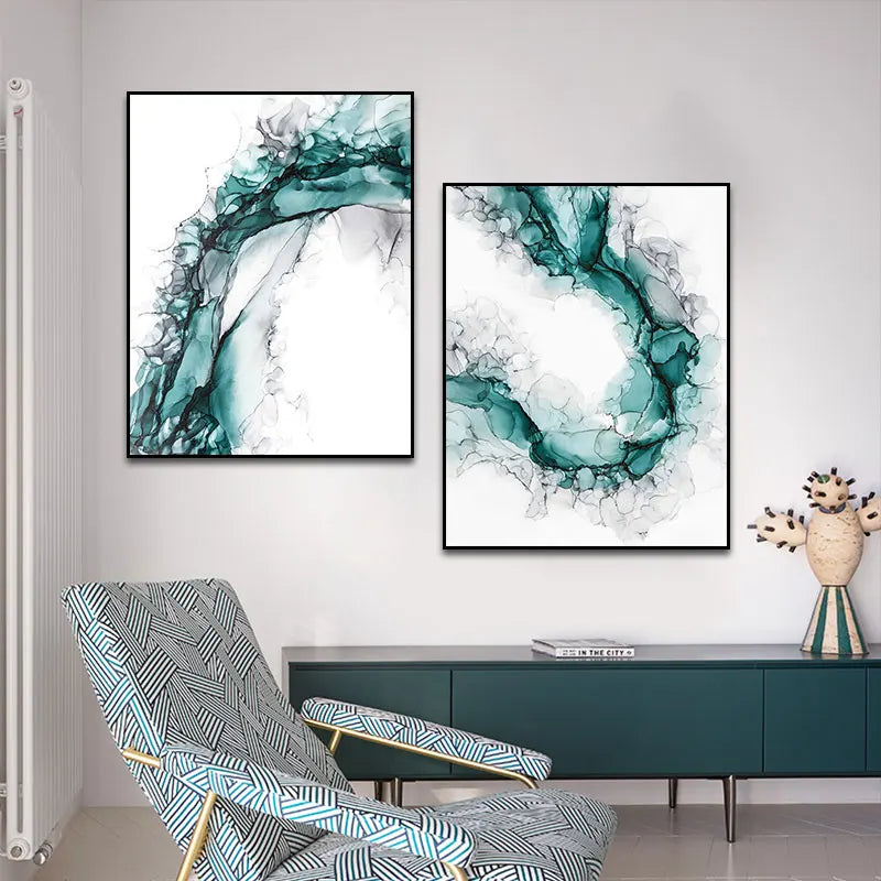 Minimalistische abstrakte grüne Eis-Marmormuster Wandkunst feine Kunstleinwanddrucke Poster Bilder für modernes Wohnzimmer Home Office Kunst Dekor
