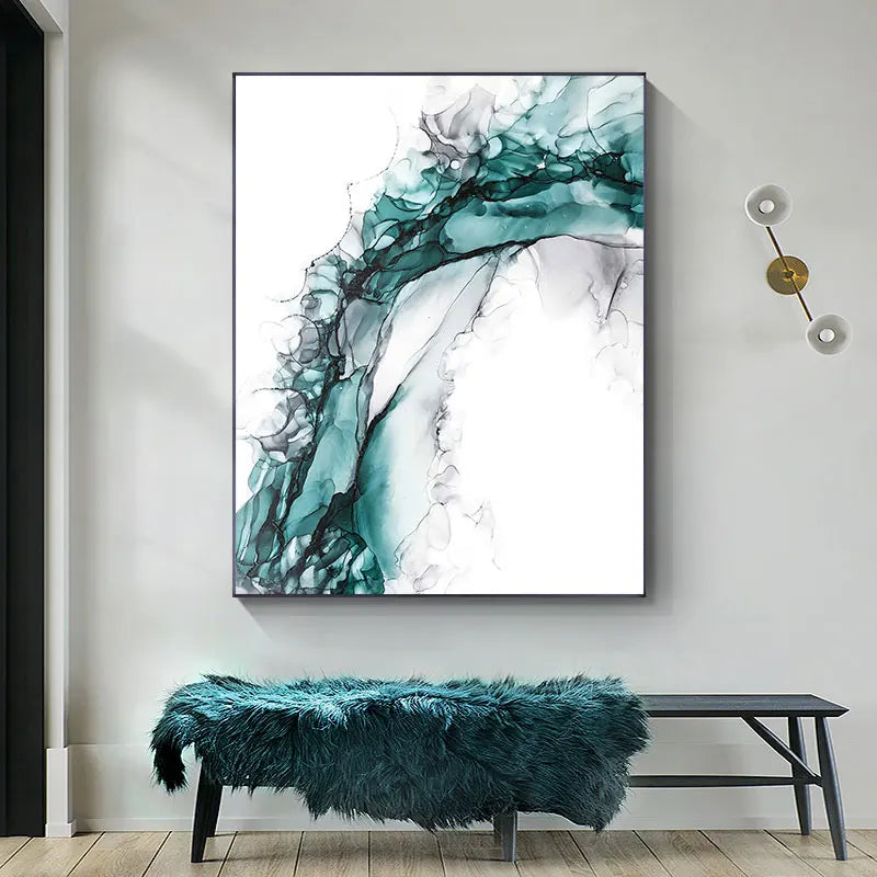 Minimalistische abstrakte grüne Eis-Marmormuster Wandkunst feine Kunstleinwanddrucke Poster Bilder für modernes Wohnzimmer Home Office Kunst Dekor