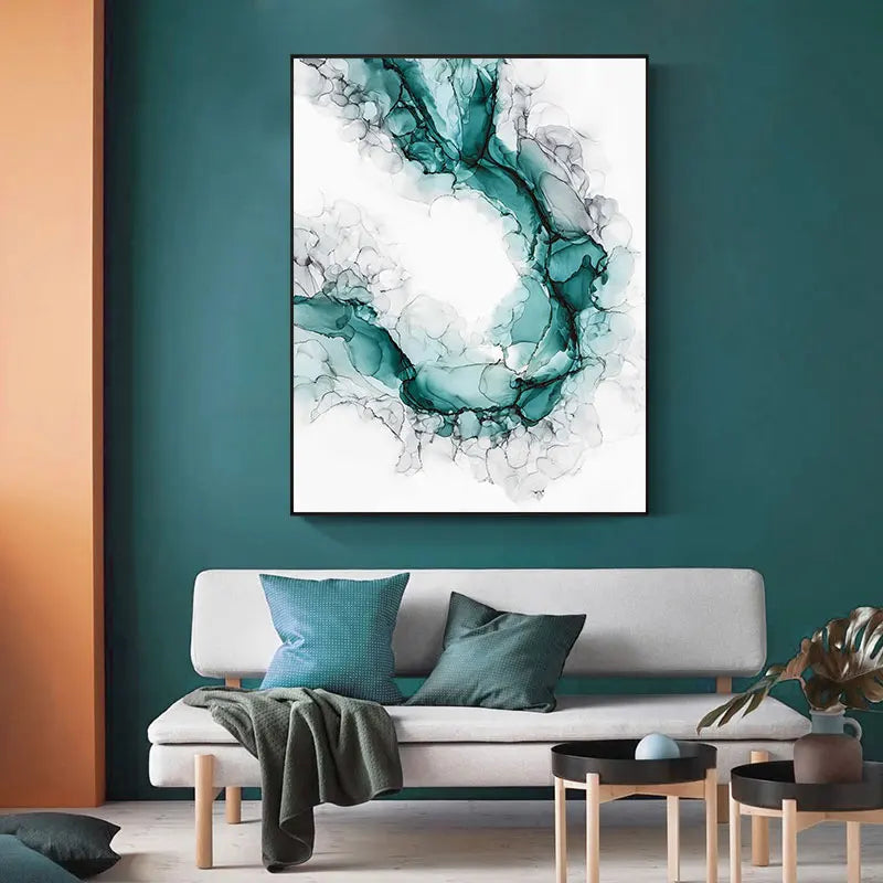 Minimalistische abstrakte grüne Eis-Marmormuster Wandkunst feine Kunstleinwanddrucke Poster Bilder für modernes Wohnzimmer Home Office Kunst Dekor