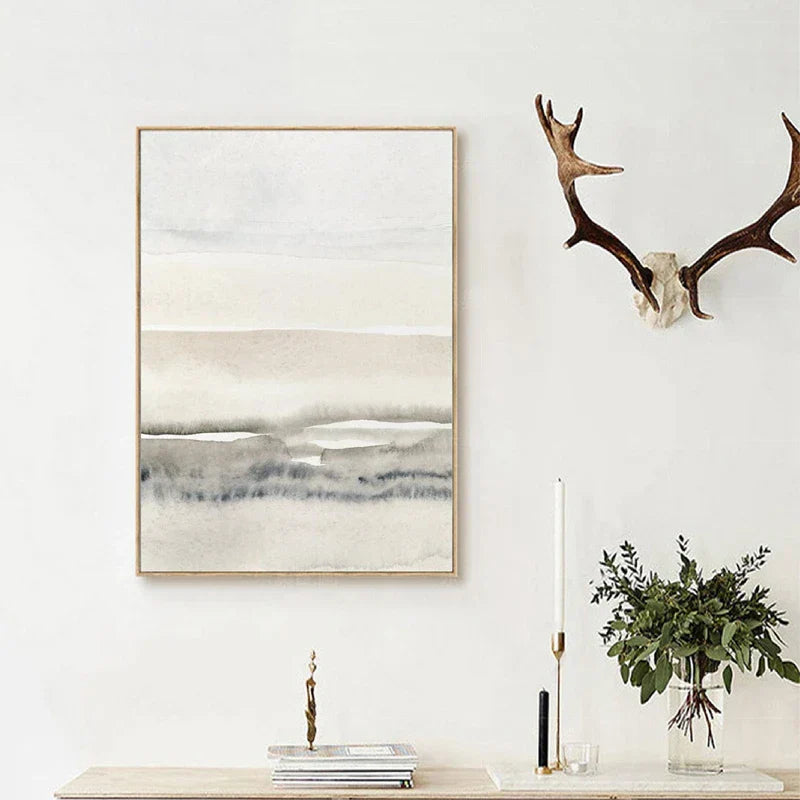 Minimalistische abstrakte Landschaft Wandkunst Fine Art Leinwanddrucke Beige Graue Bilder für modernes Wohnzimmer Schlafzimmer Esszimmer Skandinavische Wohnkultur