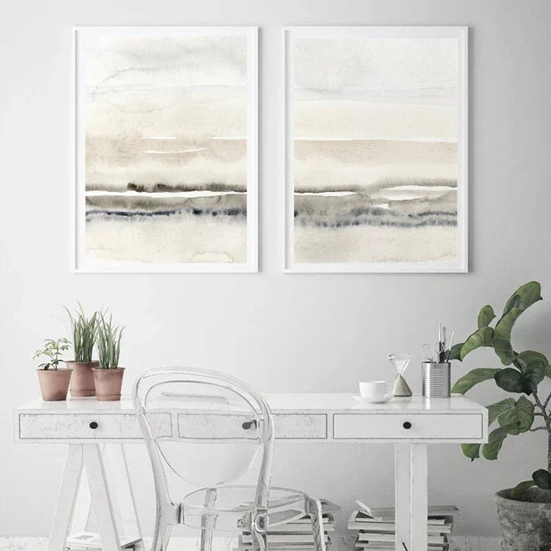 Minimalistische abstrakte Landschaft Wandkunst Fine Art Leinwanddrucke Beige Graue Bilder für modernes Wohnzimmer Schlafzimmer Esszimmer Skandinavische Wohnkultur