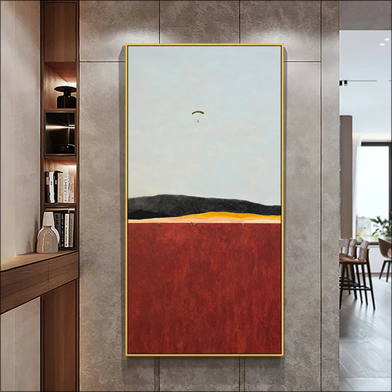 Minimalistische abstrakte Landschaft Wandkunst Fine Art Leinwanddrucke Farbige vertikale Formate Bilder für Wohnzimmer Foyer Empfangsraum Zeitgenössische Kunst Dekor