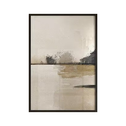 Minimalistische abstrakte Landschaft Wandkunst neutrale Farben Fine Art Leinwanddrucke Beige/Schwarz Bilder für Wohnzimmer, Schlafzimmer, Kunst für zeitgenössische Innenräume