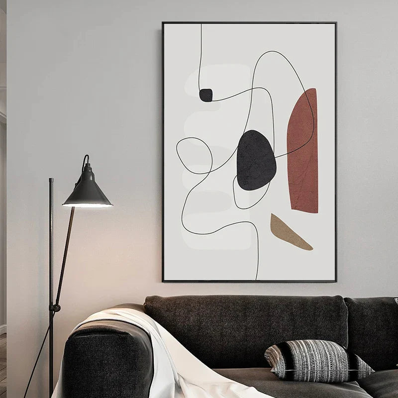 Minimalistische abstrakte Form und Linien Wandkunst Fine Art Leinwanddrucke Kunst für moderne Wohnung Wohnzimmer Schlafzimmer Flur Kunstdekoration
