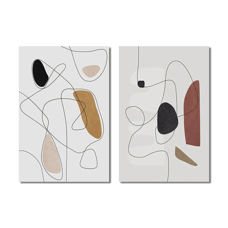 Minimalistische abstrakte Form und Linien Wandkunst Fine Art Leinwanddrucke Kunst für moderne Wohnung Wohnzimmer Schlafzimmer Flur Kunstdekoration