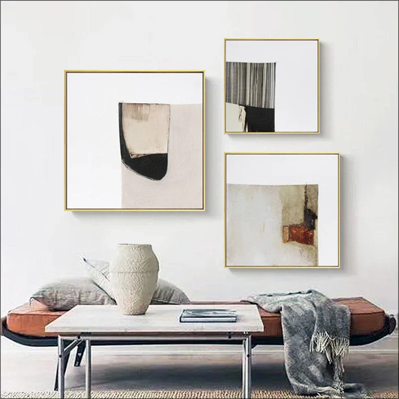 Minimalistische Farbblöcke Abstrakte Wandkunst Feine Kunst Leinwanddrucke Quadratisches Format Bilder Für Wohnzimmer Zeitgenössische Skandinavische Wohnkultur