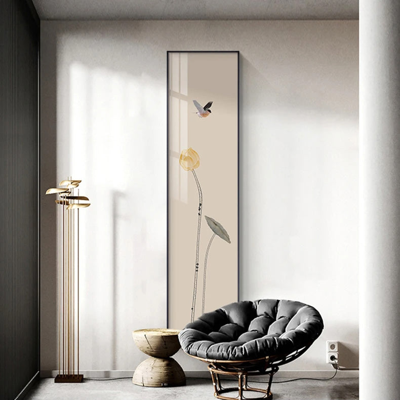 Minimalistische Blumen Vögel & Schmetterling Wandkunst Feine Kunst Leinwanddrucke Hohe Vertikale Format Bilder Für Foyer Lobby Empfangsraum Kunst Dekor | Brehn