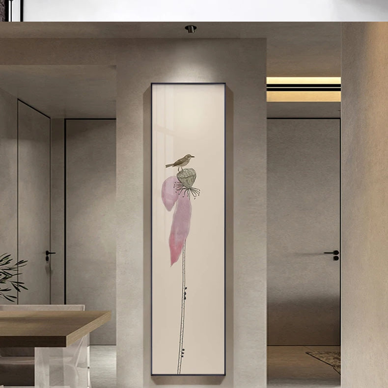 Minimalistische Blumen Vögel & Schmetterling Wandkunst Feine Kunst Leinwanddrucke Hohe Vertikale Format Bilder Für Foyer Lobby Empfangsraum Kunst Dekor | Brehn