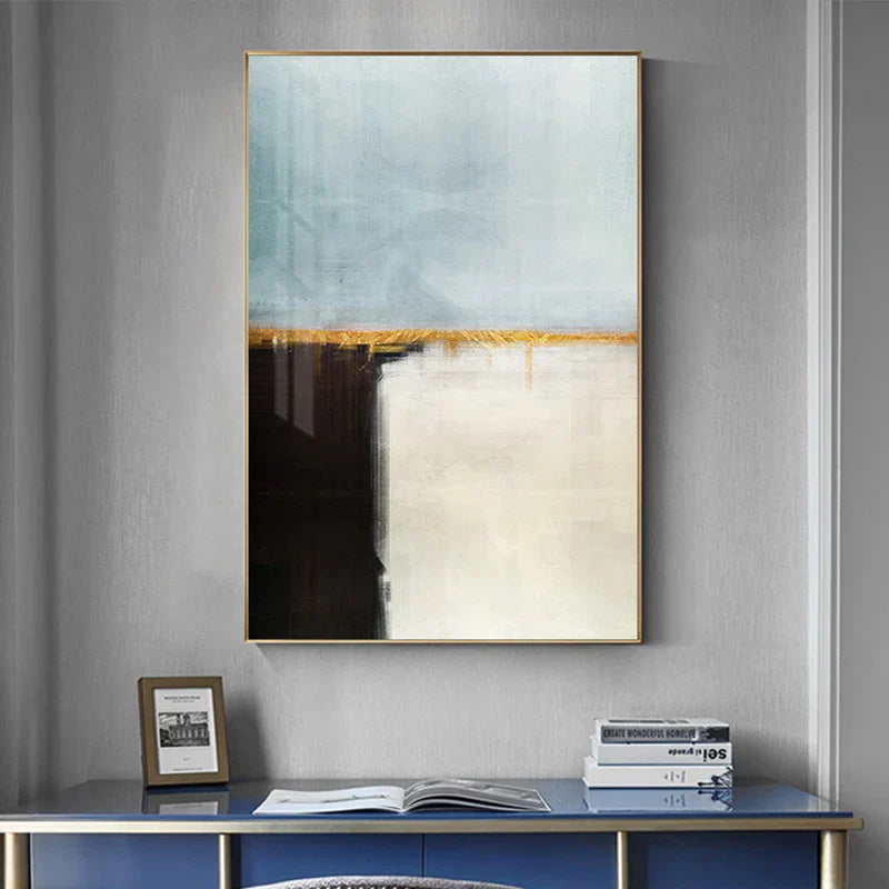 Minimalistische Grau Blau Farbblock Abstrakte Wandkunst Feine Kunst Leinwanddrucke Poster Bilder Für Modernes Wohnzimmer Zeitgenössische Hausdekoration