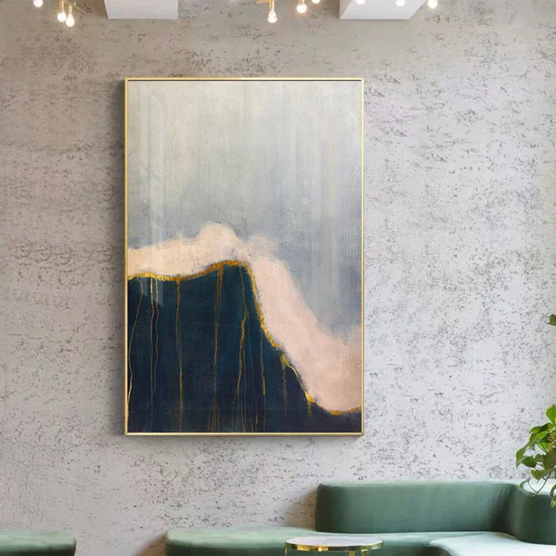Minimalistische Grau Blau Farbblock Abstrakte Wandkunst Feine Kunst Leinwanddrucke Poster Bilder Für Modernes Wohnzimmer Zeitgenössische Hausdekoration