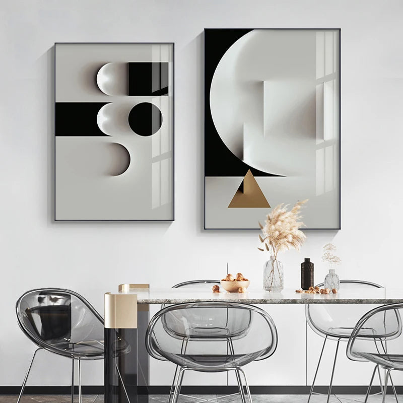 Minimalistische moderne Ästhetik abstrakte geometrische Wandkunst Fine Art Leinwanddrucke Bilder für moderne Apartment-Wohnzimmer Home Office Dekor