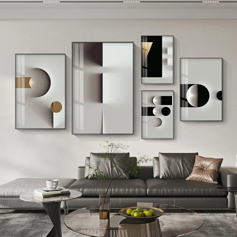 Minimalistische moderne Ästhetik abstrakte geometrische Wandkunst Fine Art Leinwanddrucke Bilder für moderne Apartment-Wohnzimmer Home Office Dekor