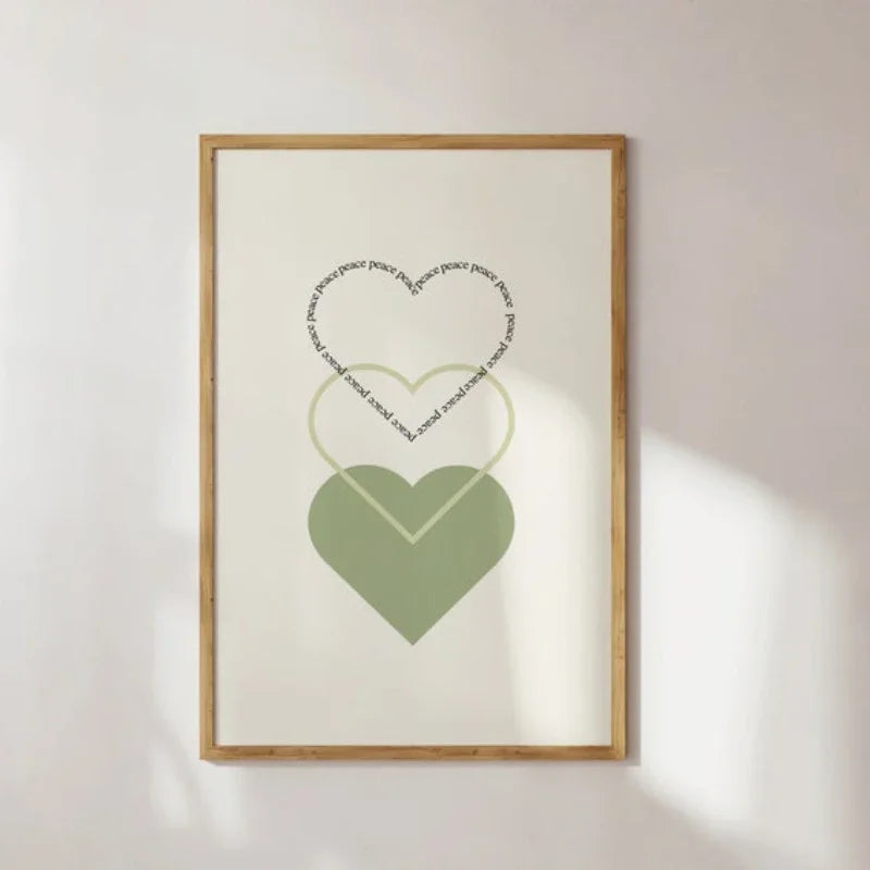 Minimalistische Friedensliebe Herzen Wandkunst Fine Art Canvas Drucke Einfache inspirierende Zitate Poster Bild für Wohnzimmer Schlafzimmer Dekor