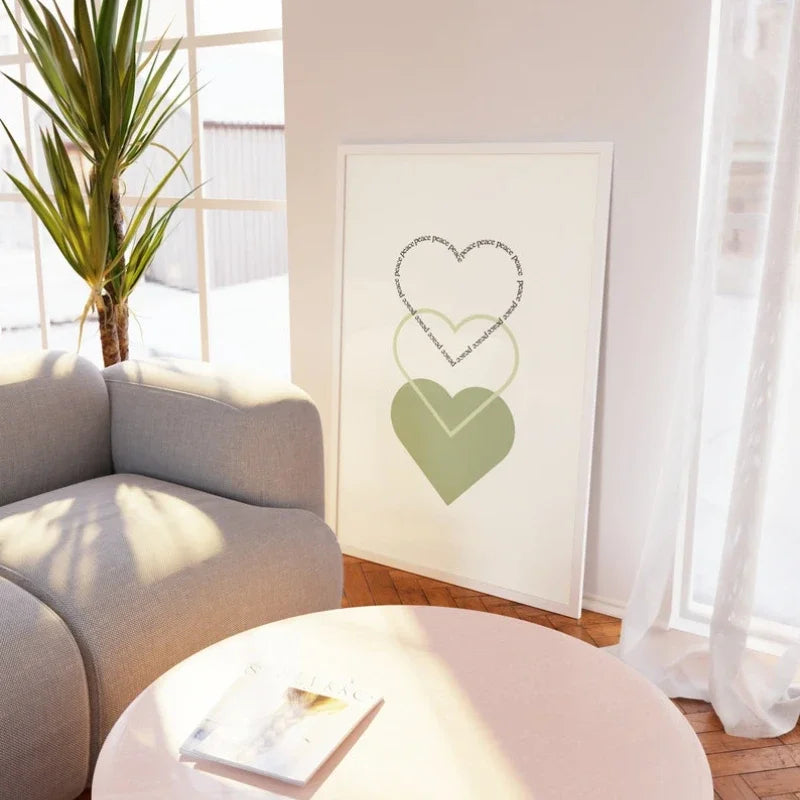 Minimalistische Friedensliebe Herzen Wandkunst Fine Art Canvas Drucke Einfache inspirierende Zitate Poster Bild für Wohnzimmer Schlafzimmer Dekor