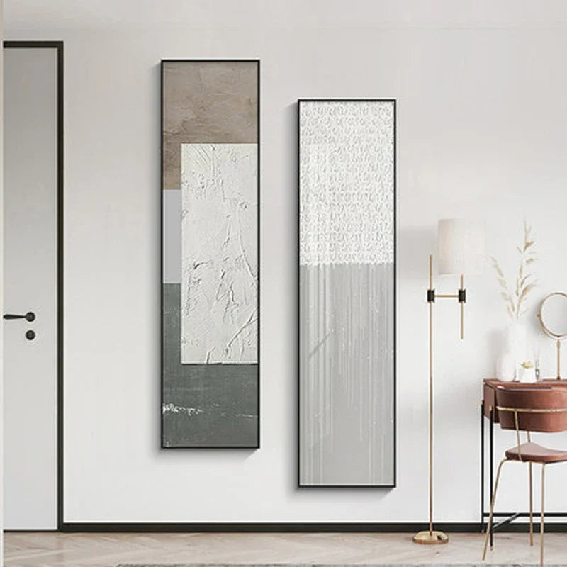 Minimalistische urbane abstrakte Wandkunst Fine Art Leinwanddrucke Hohe vertikale Bilder für Eingangsfoyer Wohnzimmer Heim Büro Dekor | Brehn