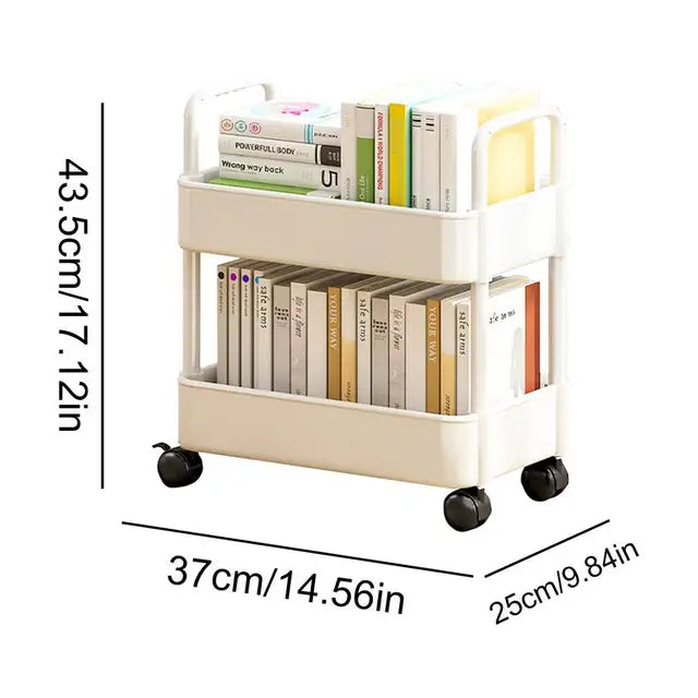 Mobile Bücherregalwagen mit Rädern | Buchaufbewahrung und Organizer - Dalton | Brehn
