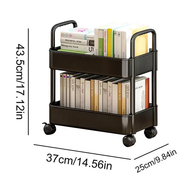Mobile Bücherregalwagen mit Rädern | Buchaufbewahrung und Organizer - Dalton | Brehn