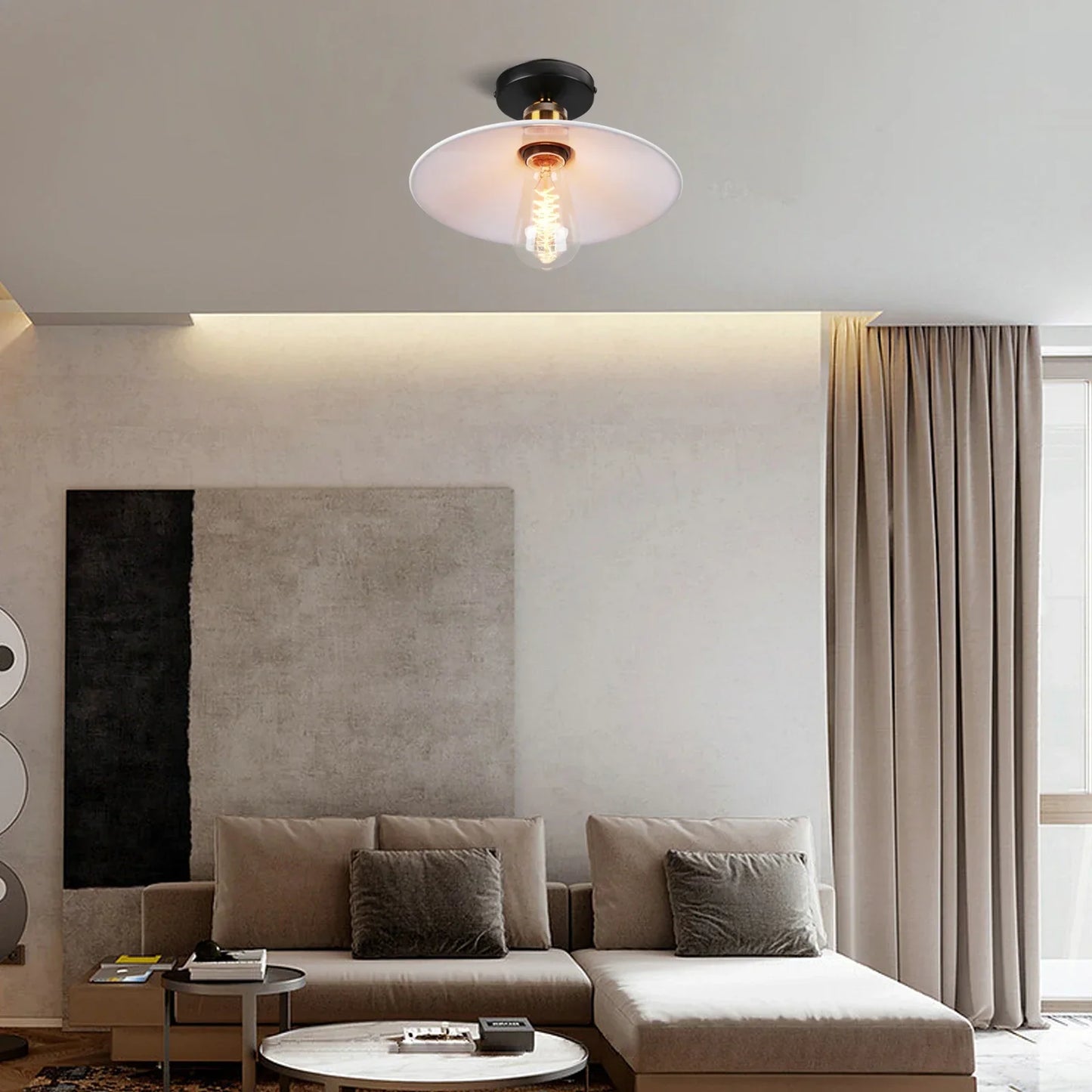 Vintage Deckenleuchte im Industrial Stil, Metall-Lampe für Wohnzimmer oder Schlafzimmer, LED-kompatibel | Brehn