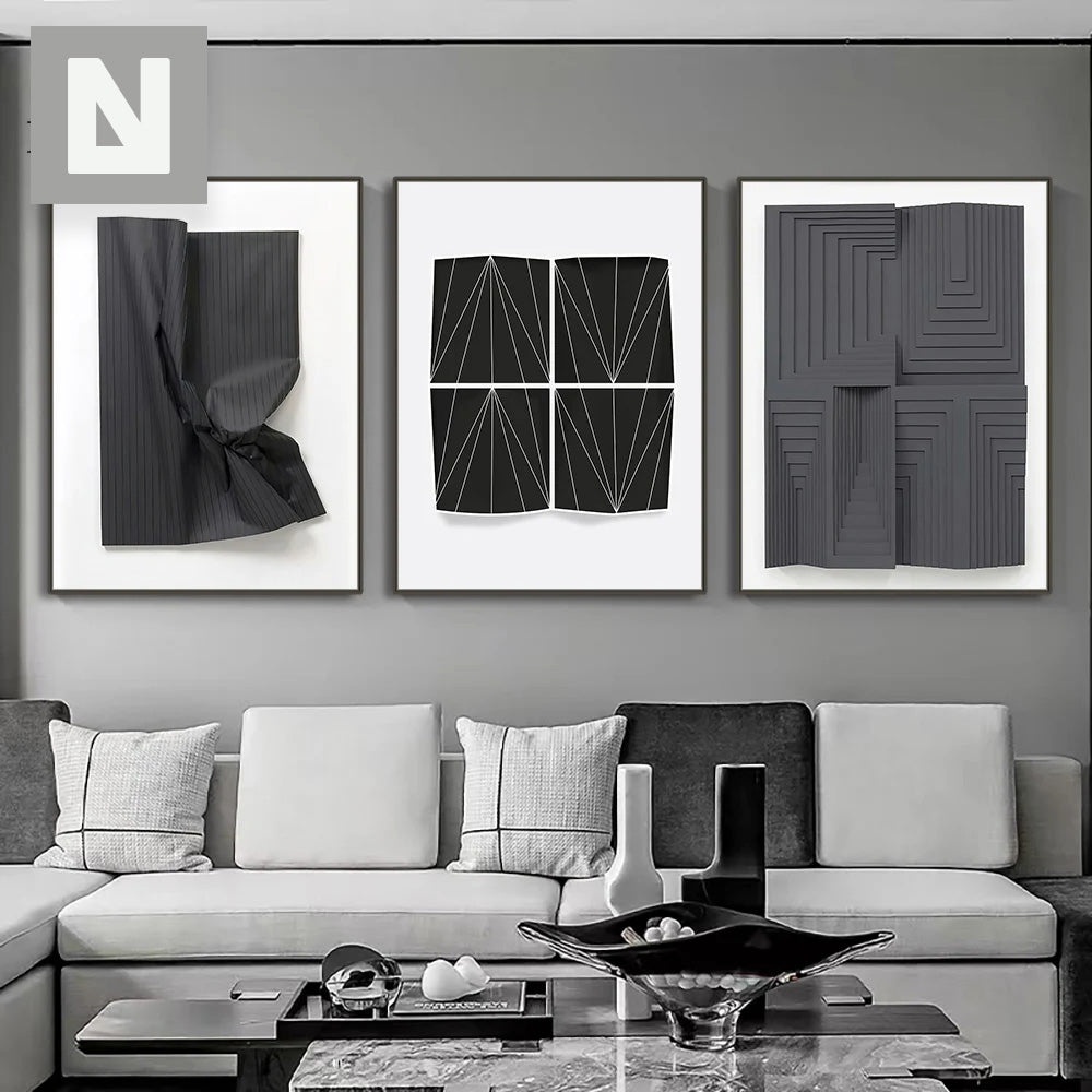 Moderne Ästhetik Abstrakte 3D-Effekt Wandkunst Feine Kunst Leinwanddrucke Bilder für Wohnzimmer Schlafzimmer Zeitgenössische Innendekoration | Brehn