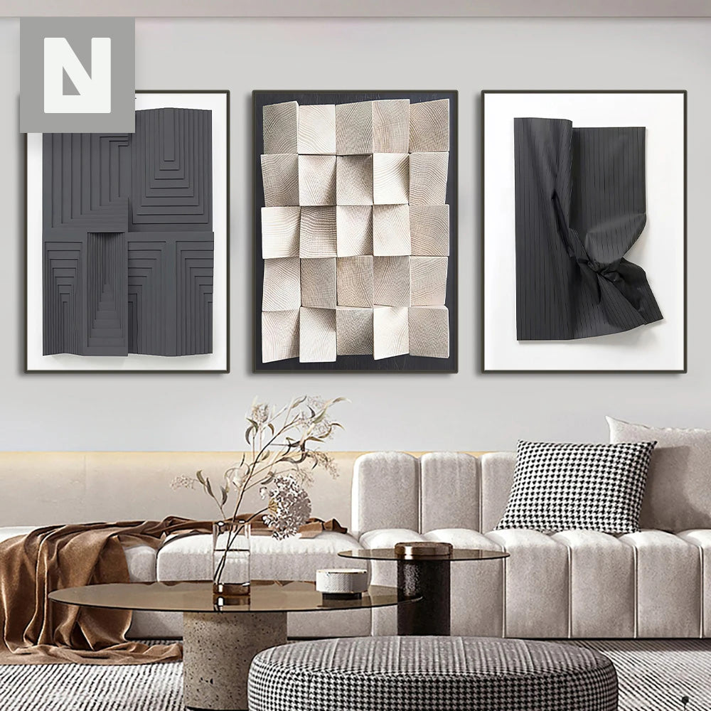Moderne Ästhetik Abstrakte 3D-Effekt Wandkunst Feine Kunst Leinwanddrucke Bilder für Wohnzimmer Schlafzimmer Zeitgenössische Innendekoration | Brehn