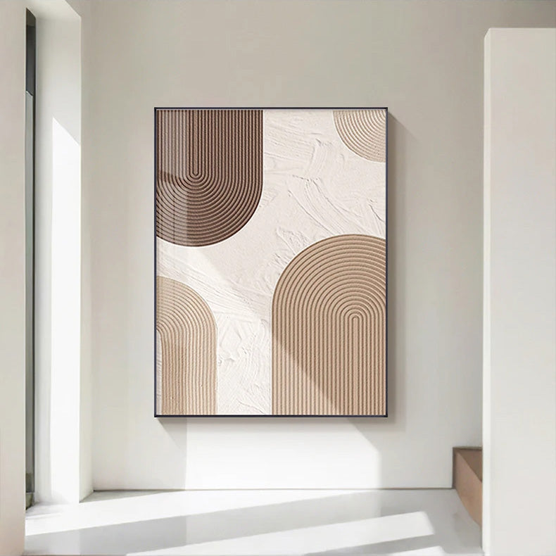 Moderne abstrakte beige geometrische Linien Wandkunst Fine Art Leinwanddrucke Bilder für Wohnzimmer Esszimmer Home Office Dekor | Brehn