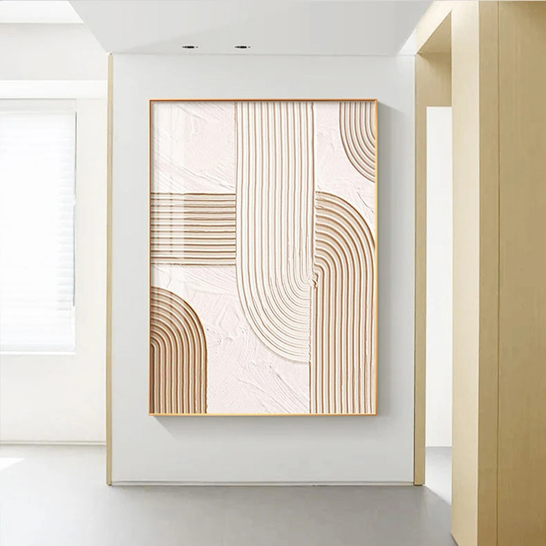 Moderne abstrakte beige geometrische Linien Wandkunst Fine Art Leinwanddrucke Bilder für Wohnzimmer Esszimmer Home Office Dekor | Brehn