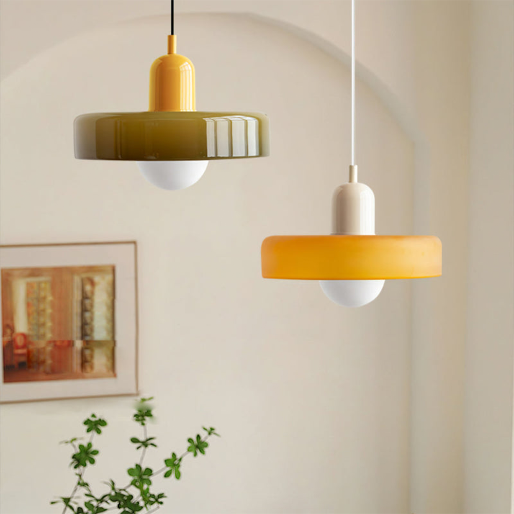 Bunte Bauhaus-Glaspendelleuchte – Moderne Designleuchte für Wohn- und Esszimmer