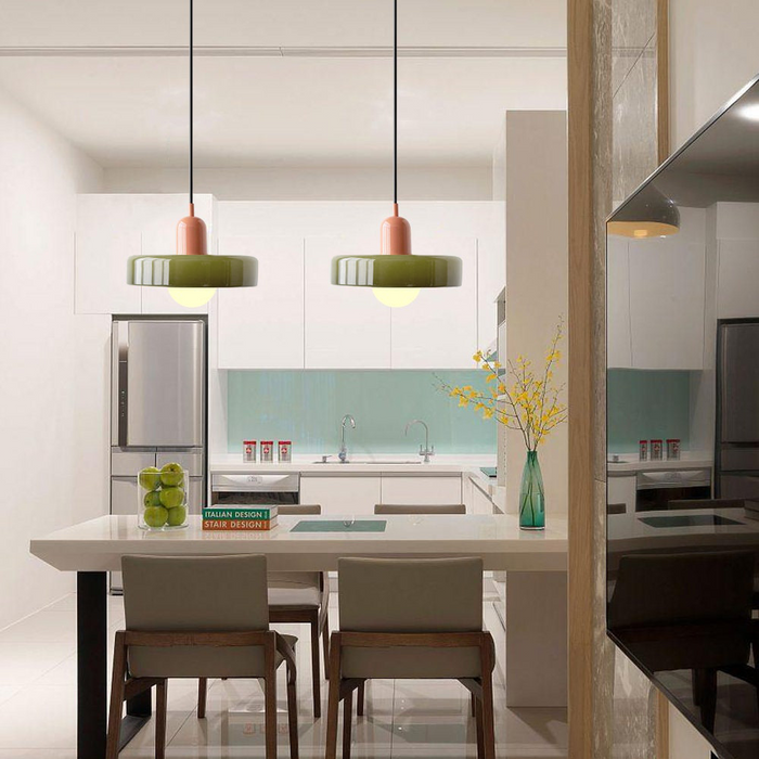 Bunte Bauhaus-Glaspendelleuchte – Moderne Designleuchte für Wohn- und Esszimmer