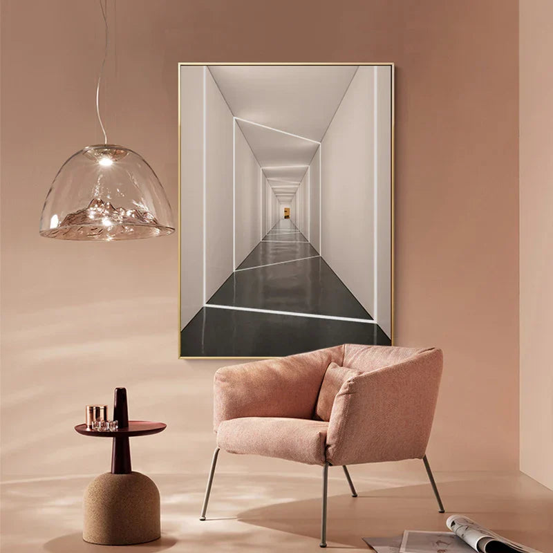 Moderne abstrakte architektonische Wandkunst Fine Art Leinwanddrucke visuelle Raumerweiterung Bilder für Wohnzimmer Empfangsraum Studio Foyer Kunst Dekor