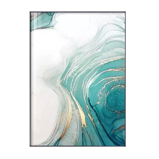 Moderne abstrakte botanische florale blaue goldene Jade-Marmor-Drucke Wandkunst Fine Art Leinwanddrucke Bilder für Wohnzimmer Schlafzimmer Dekoration