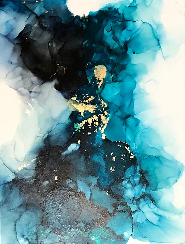 Moderne abstrakte tiefblaue Aqua-Marmor-Druck Wandkunst Fine Art Leinwanddrucke Poster Bilder für Wohn- und Esszimmer Kunstdekoration