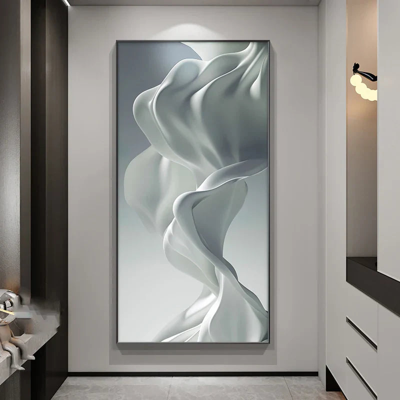 Moderne abstrakte flüssige Seide fließendes Band Wandkunst hochwertige Leinwanddrucke Poster Bilder für Wohnzimmer Eingangsbereich Foyer Licht Luxus Home Office Dekor