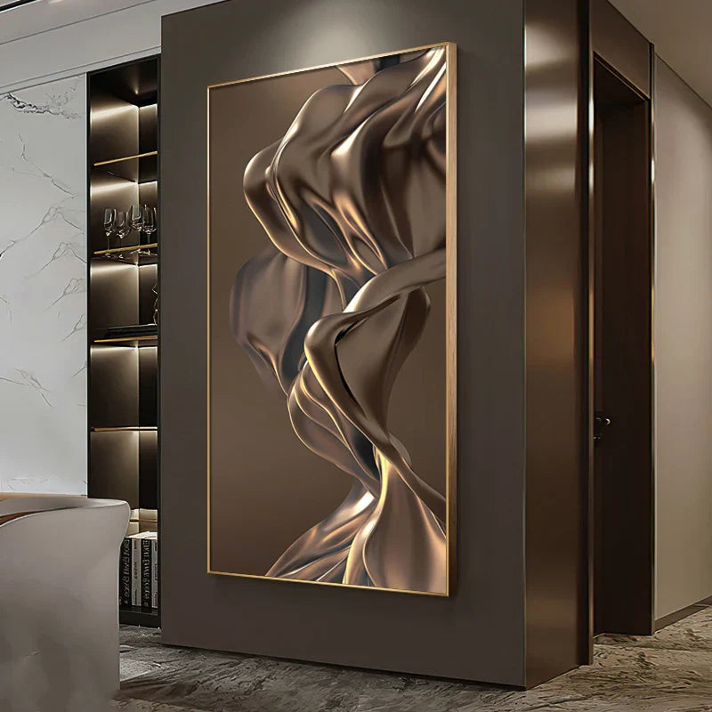 Moderne abstrakte flüssige Seide fließendes Band Wandkunst hochwertige Leinwanddrucke Poster Bilder für Wohnzimmer Eingangsbereich Foyer Licht Luxus Home Office Dekor