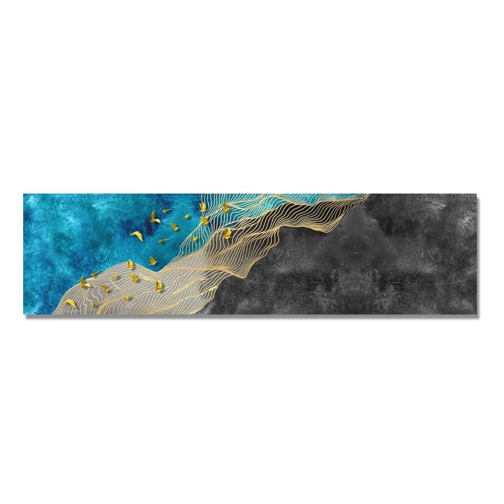 Abstrakte Goldene Vögel Im Blauen Himmel Breitformat Wandkunst Fine Art Leinwanddrucke Bild Für Über Dem Bett Kunst Für Über Dem Sofa