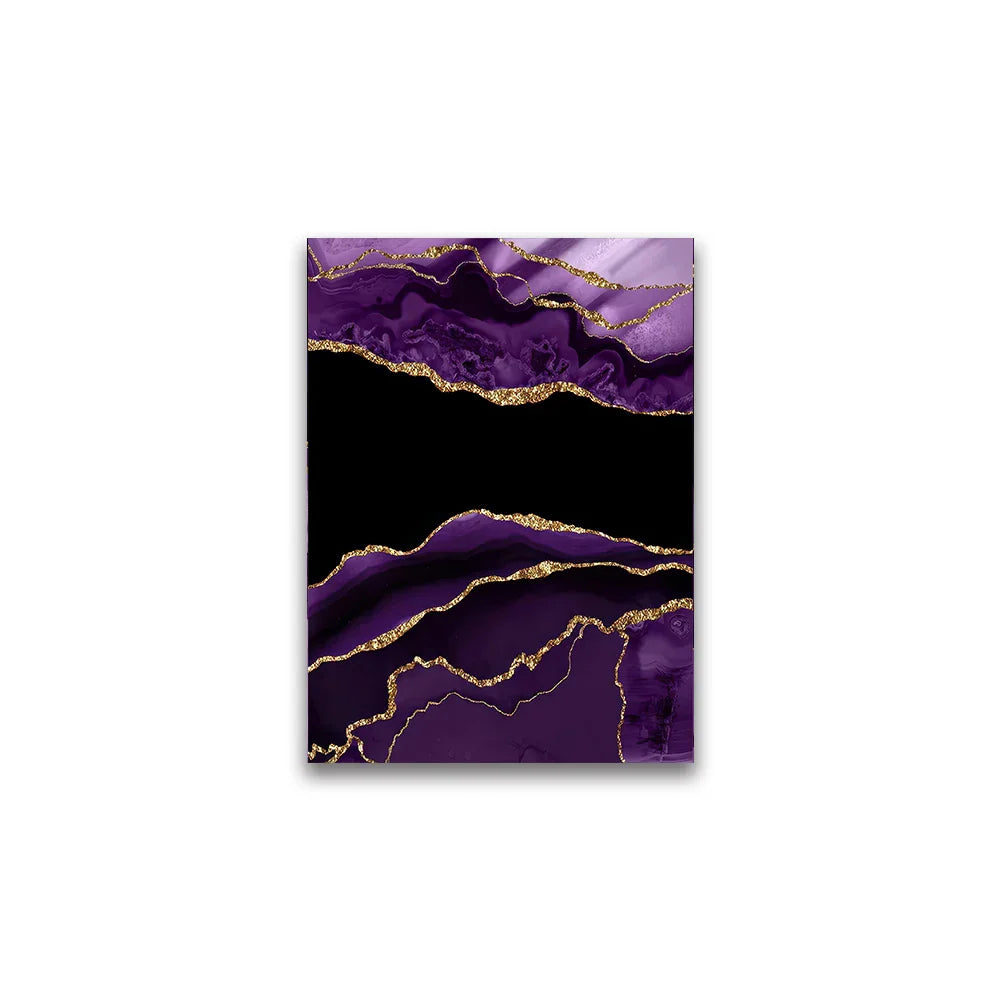 Moderne abstrakte flüssige lila schwarze Marmor-Druck Wandkunst Fine Art Leinwanddrucke Bilder für Wohnzimmer Esszimmer Home Office Kunstdekoration