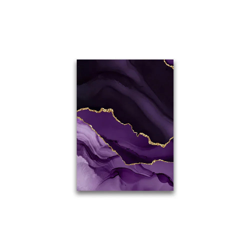 Moderne abstrakte flüssige lila schwarze Marmor-Druck Wandkunst Fine Art Leinwanddrucke Bilder für Wohnzimmer Esszimmer Home Office Kunstdekoration