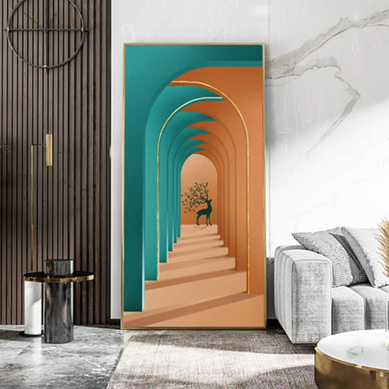Moderne abstrakte minimalistische Bögen Architektur Wandkunst Fine Art Leinwanddrucke Bilder für Eingangsbereich Foyer Wohnzimmer Home Office Dekor | Brehn