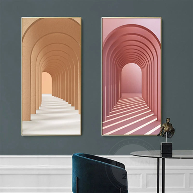 Moderne abstrakte minimalistische Bögen Architektur Wandkunst Fine Art Leinwanddrucke Bilder für Eingangsbereich Foyer Wohnzimmer Home Office Dekor | Brehn