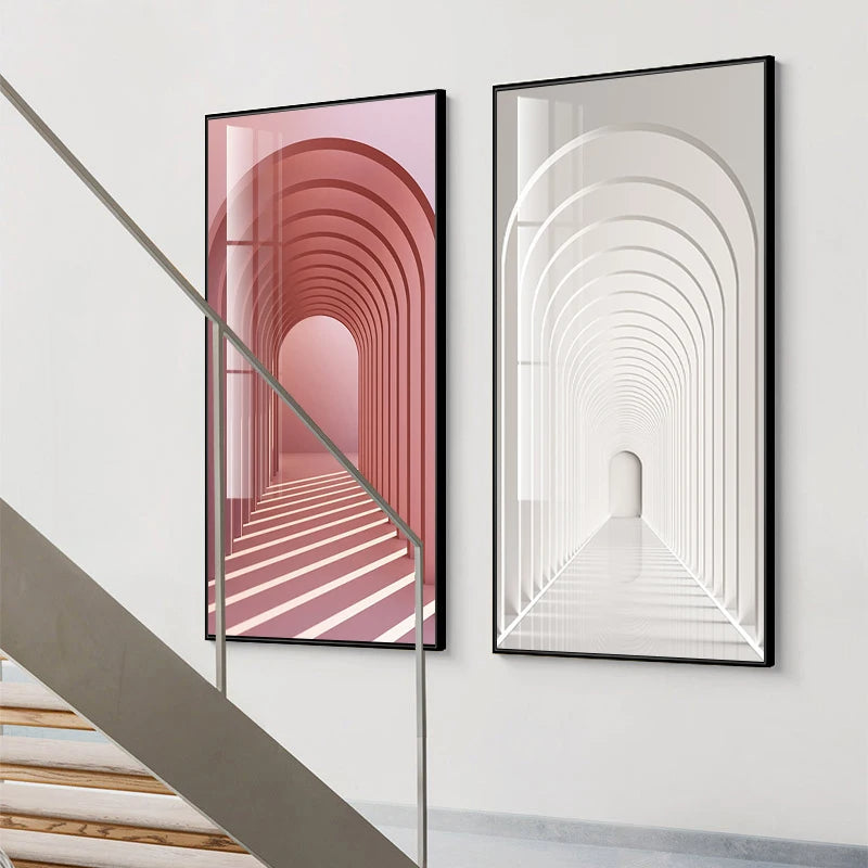 Moderne abstrakte minimalistische Bögen Architektur Wandkunst Fine Art Leinwanddrucke Bilder für Eingangsbereich Foyer Wohnzimmer Home Office Dekor | Brehn
