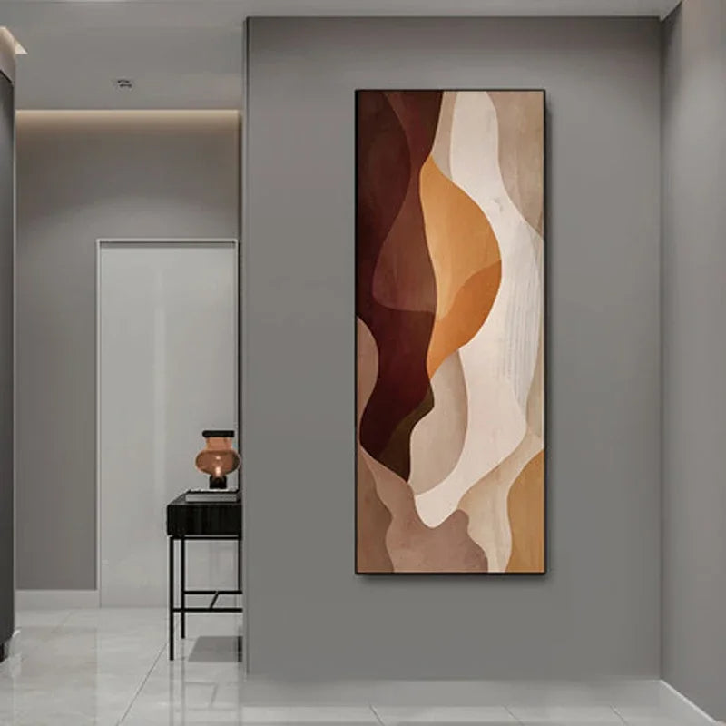 Moderne abstrakte Brauntöne Beige vertikale Wandkunst Fine Art Leinwanddrucke Bilder für Eingangsbereich Wohnzimmer Flur nordische Wohnkultur | Brehn